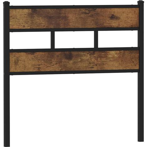Testiera Testata del letto di Ricambio Rovere Fumo 80 cm in Ferro e Truciolato (1/4)