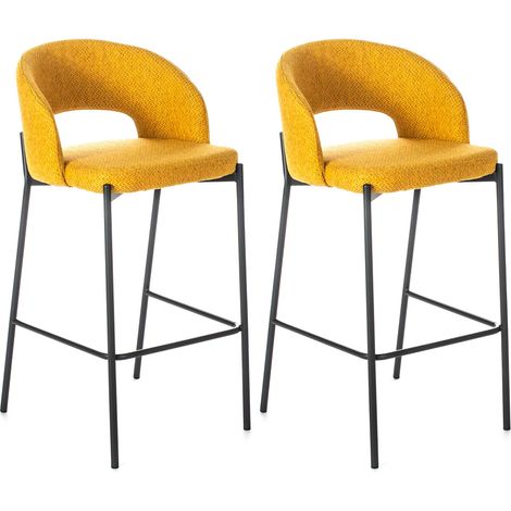 Set 2 Sgabelli 52x50x89 cm in Tessuto Greta Giallo (1/5)