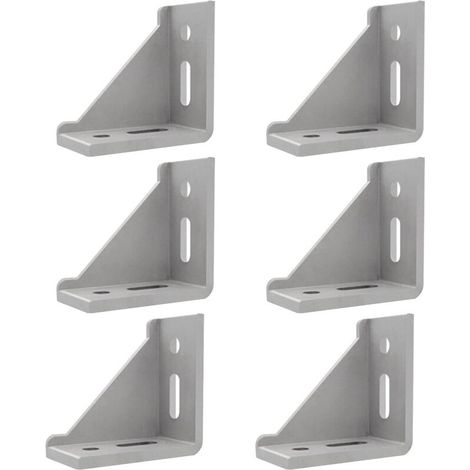 Lot de 6 équerres de fixation d'angle 40 x 80 mm – Aluminium poli pour profilés – Fixation robuste pour montage mural (1/5)