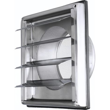 Grille Ventilation Inox 100mm pour Hotte/Sèche-Linge - avec Moustiquaire Anti-Insectes et Lames Mobiles - Flux d'Air Optimal (1/5)