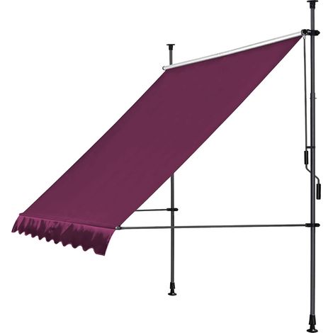 Klemmmarkise 250x130cm Bordeaux Balkonmarkise Sonnenschutz Terrassenüberdachung Höhenverstellbar von 200-290cm Markise Balkon ohne Bohren (1/5)