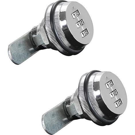 2er Set Zahlenschloss 3-stellig silber 20mm Zinklegierung Nockenschloss ohne Schlüssel