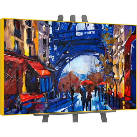 Gemälde Straßen von Paris Rahmen Gold 140x100 cm (1/4)