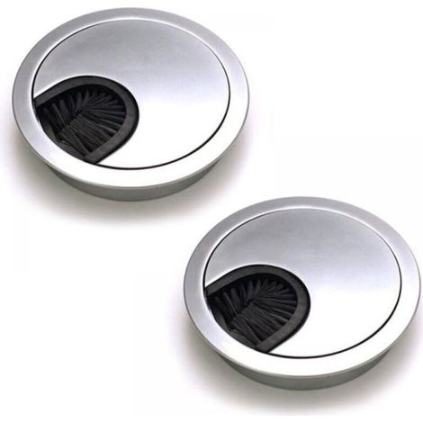 2 round recessed cable ducts, desk cable management - 50mm opening (1/4)
