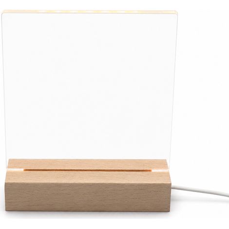 Veilleuse LED 3D en Acrylique à Graver DIY, Socle en Bois, Lumière Blanche (1/5)