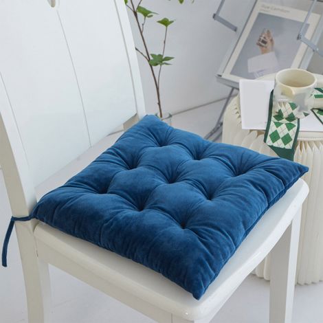 Coussin De Chaise - 40 X 40 Cm - Velours Cristal Et Mousse 3 Cm - Fond En Silicone Anti-dérapant - Avec Sangles Réglables - Lavable (1/5)