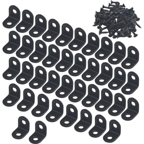 Lot de 40 équerres d angle en L à angle droit à 90 degrés pour meubles en bois armoire tiroir chaise avec 80 vis 20 mm x 20 mm (1/4)