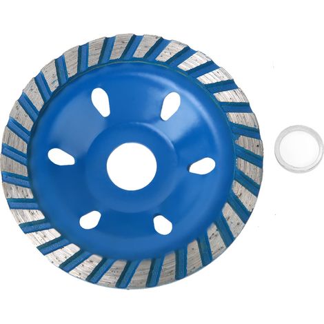 Disque à meuler diamanté en bol 100 mm, segments bleus ondulés pour béton granit céramique, alésage 20/16 mm (1/5)
