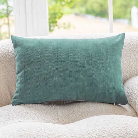 Taie de coussin en velours côtelé uni 45 x 45 cm – Housse carrée pour coussin décoratif ou lombaire, idéale pour canapé, fauteuil et dossier de siège – Coloris Bleu Saphir