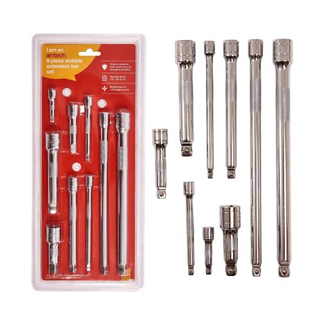 9PC 1/4 3/8 1/2 DRIVE WOBBLE EXTENSION BAR SOCKET RATCHET BAR SET SIZES I4257
