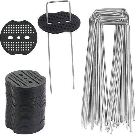 40 Pcs Piquets de Jardin, Sardine Bache avec 40 Rondelles, Piquets de Fixation pour Bàche Toile Paillage, Tissu de Mauvaises Herbes, Feuilles de Sol Tente 15x4cm (1/5)