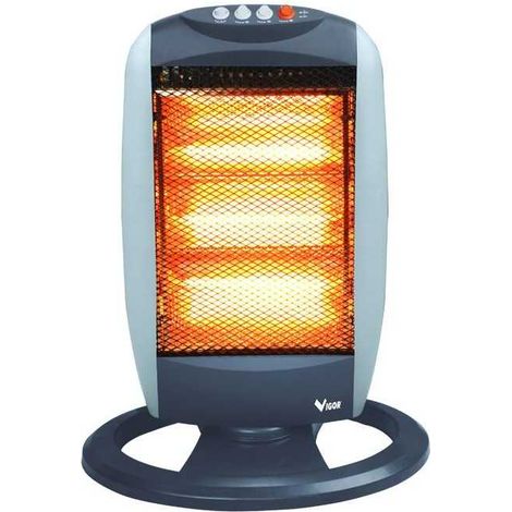 Vigor 97947-20 Toshi Stufa Alogena 3 lampade 1200 W oscillazione 70° interruttore di sicurezza colore Grigio