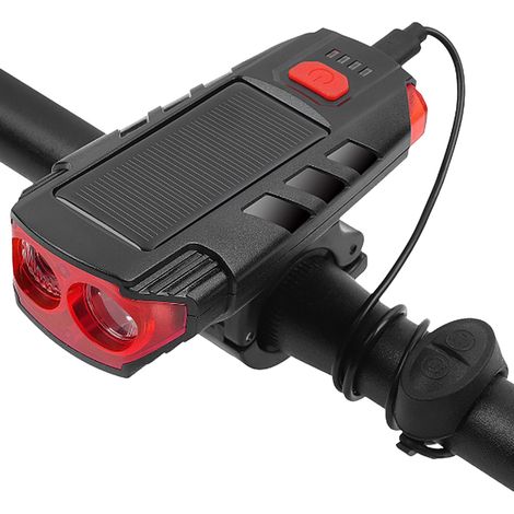 Phare vélo solaire rechargeable USB 6 modes cyclisme éclairage avant pour VTT route tout vélo (1/5)