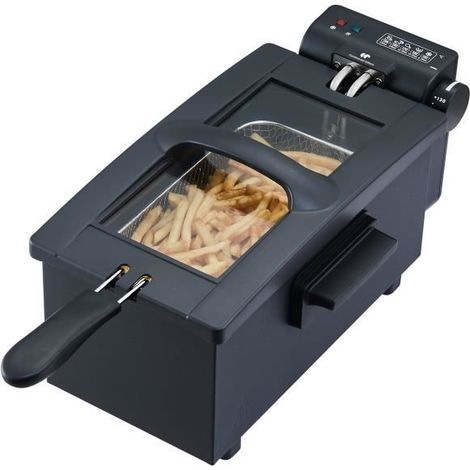 Continental Edison – Friteuse électrique 3L 2000W – CEFR3BLK – 1 panier – Technologie de cuisson rapide – Pour friture croustillante