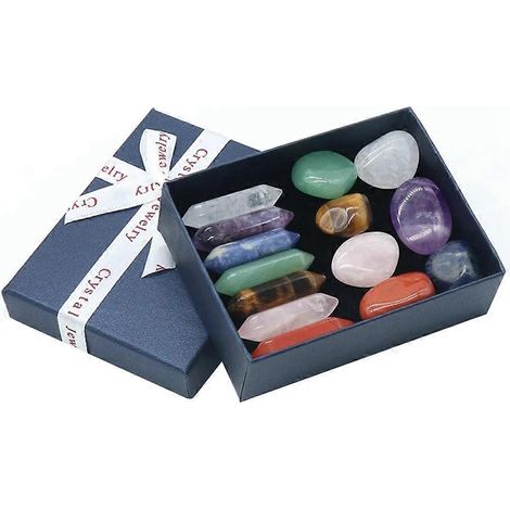 Ensemble de 14 pierres naturelles en cristal, pierres précieuses pour la guérison des chakras. (1/5)
