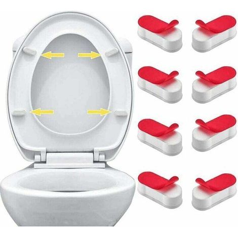 (Weiß) Packung mit 8 universellen WC-Sitzpuffern mit starkem Klebstoff für WC-Deckel (1/4)
