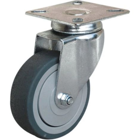 Rueda Uniroll platina 65x65mm pivotante diámetro 75mm altura 102mm