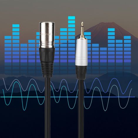 Câble adaptateur audio 3.5mm mono mâle vers XLR mâle 3 broches, gaine PVC, longueur 30cm, connecteurs en alliage zinc doré
