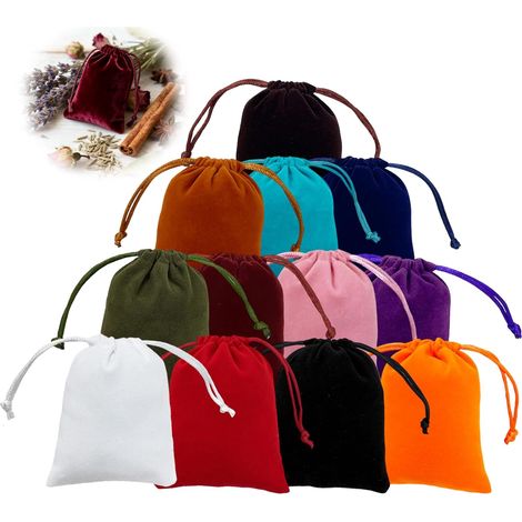 Juego de 12 bolsitas de terciopelo multicolor, bolsitas con cordón de 7 x 9 cm para joyería, bolsitas de terciopelo para joyas, mezcla de terciopelo para regalos, recuerdos de fiesta, 12 colores.