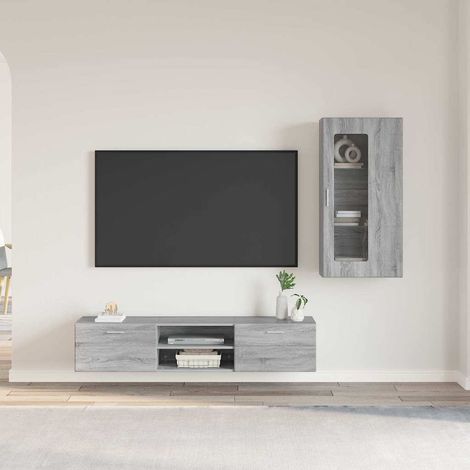 TV Cabinet Set FLORIN 3 pcs Grey Sonoma Engineered Wood vidaXL
