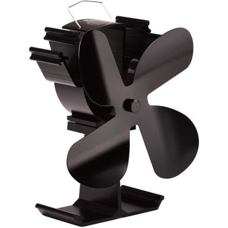 Ventilateur de poêle à bois Upgrade 4 pales Ventilateur de cheminée alimenté par la chaleur pour poêles à bois/cheminées Ventilateur silencieux (Noir) (1/5)