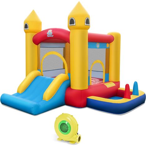 Castillo hinchable 306 x 288 x 239 cm con tobogán y piscina de bolas en oxford multicolor 200020705
