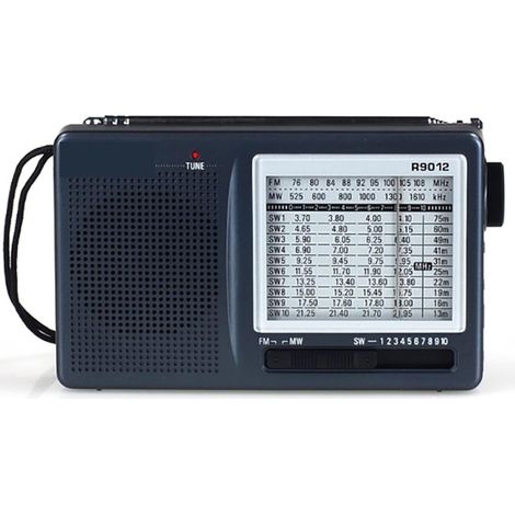 Radio portative R-9012 AM/FM/SW 12 Bandes Haute sensibilité à Ondes Courtes for Ondes Radio récepteur Portable avec An-05 Antenne Externe Radio multibande pour la randonnée en Camping en Plein air (1/5)