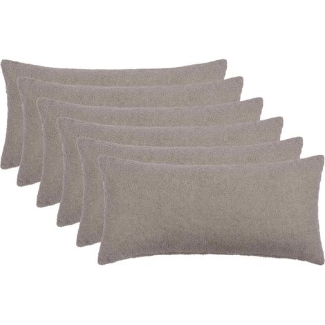 Housse de coussin 6 pcs HEERLEN Gris clair 40 x 80 cm Bouclé vidaXL