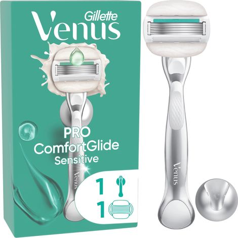 Gillette Venus Pro Comfortglide Sensitive Rasierer mit 1 Klinge + Duschhänger Damenrasierer