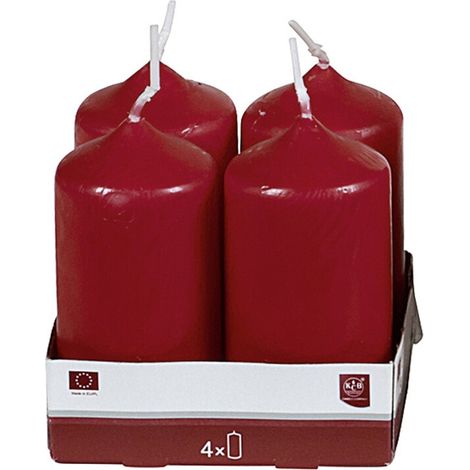 Heider GmbH Stumpenkerze 8cm Ø4cm bordeaux 4 Pack - 10 Stück