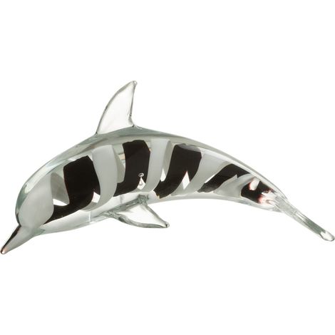Presse-papier dauphin en verre 23 cm - noir et blanc (1/3)