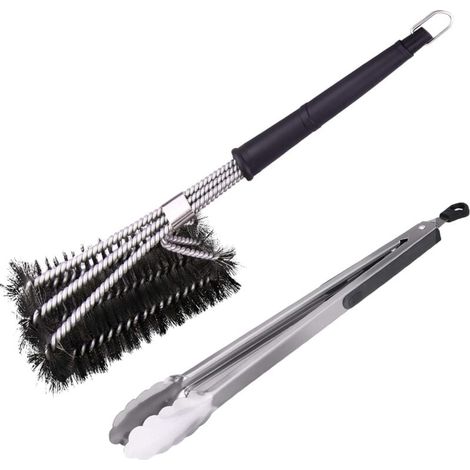 3-in-1 BBQ Brushes, Heavy-Duty Stainless Steel Bristles, for Quickly & Effectively Cleaning All Grills (1/5)