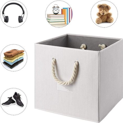 Boîte de rangement pliable en lin et bambou noué, style japonais (1/5)