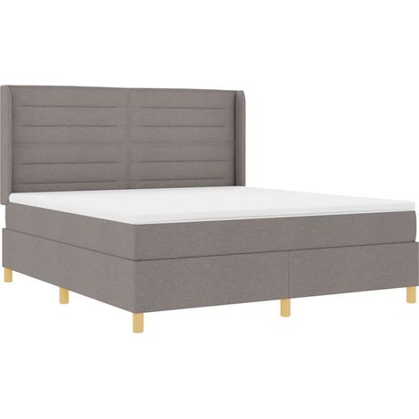 Maison Exclusive - Boxspringbett mit LED-Lichtleisten Taupe 180 x (1/5)