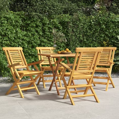 4 pcs Chaises de jardin pliantes, Fauteuils Extérieur, Sièges confortable 56x63x90 cm bois massif teck BGT39078 (1/5)