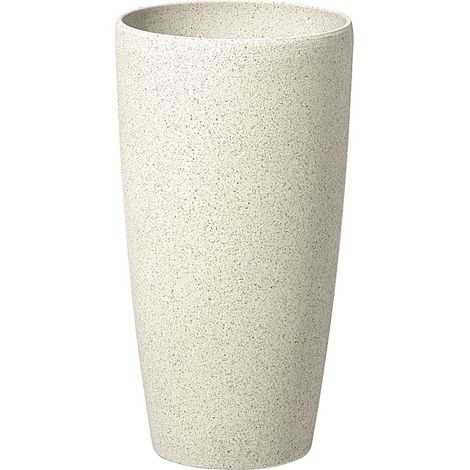 Beliani – Cache-pot rond 42 cm en pierre beige et fibre de verre – Prépercé pour drainage – Résistant aux UV – Pour intérieur et extérieur (1/5)