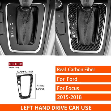 (11 LHD) Convient pour Ford Focus SE RS ST Ecoboost 2015-2018. Autocollants décoratifs en fibre de carbone véritable pour autoradio central, lecteur CD et panneau de porte. Accessoires auto. (1/4)