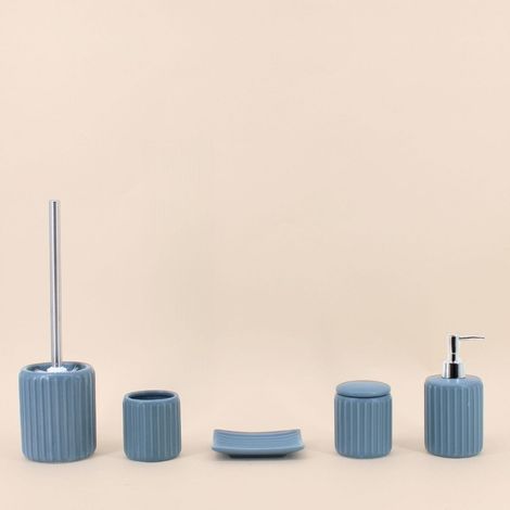 Set accessoires salle de bain en résine bleue