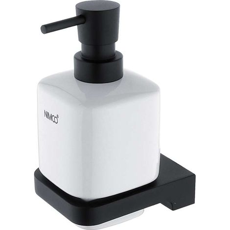 Nimco Maya - Seifenspender mit Halterung, weiß/schwarz-matt MAC 29031K-T-90