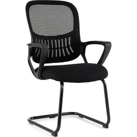 Konferenzstühle, 2er-Set, schwarze Netzrückenlehne, Aufbewahrungskorb
