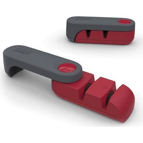 Compact Knife Sharpener with Steel Blade - Compact Kitchen Knife Sharpener - Gray and Red (1 Pack) (1/4)