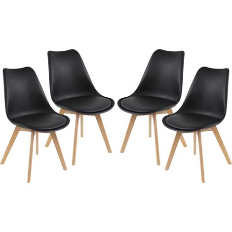 SEDIA IMBOTTITA STOCCOLMA CON GAMBE IN LEGNO 54X48X83 CM COLORE NERO (1/2)