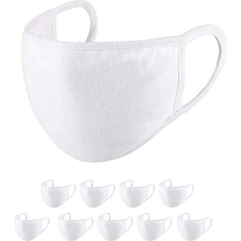 10 Pièces, Blanc Coton, Réutilisable Antipoussière Lavable, pour un Usage Quotidien, Extérieur, Sport