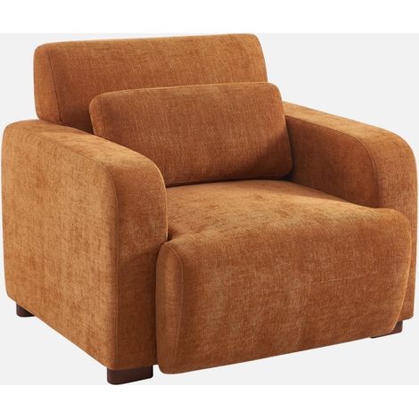 Poltrona in tessuto con gambe in legno di hevea (1/5)