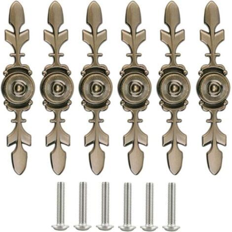 Lot de 6 poignées rétro simples à un trou, longueur 120 mm, adaptées aux commodes, tiroirs, armoires, avec vis (1/5)