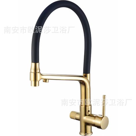 Cross-border kitchen 3-in-1 water purifier faucet with silicone rubber hose, multi-functional pure water faucet for both hot and cold water - Titanium model