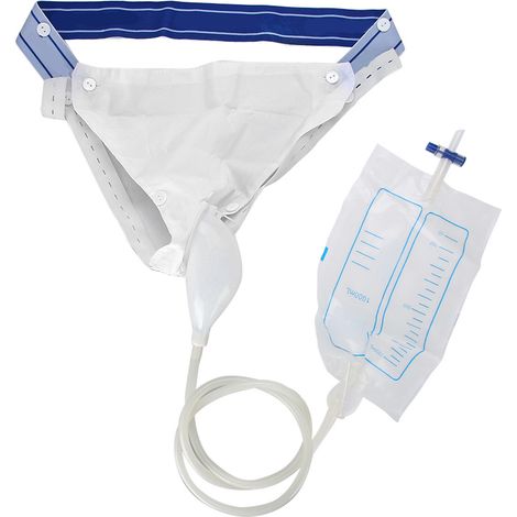 Urinoir en silicone pour adultes, hommes, femmes et personnes âgées, avec sac de recueil d'urine (modèle homme). (1/5)