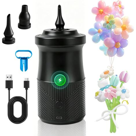 Pompe à Ballon électrique sans Fil avec Batterie Avec 2000 mAh et 2 buses, gonflage/dégonflage rapide pour fête, anniversaire, décoration de Noël (1/5)