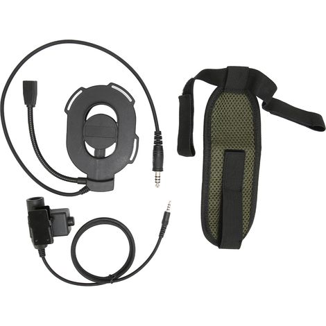 Casque moto avec micro unilatéral, écouteurs et bouton PTT U94, compatible prise 3.5mm pour téléphone portable, noir (1/5)