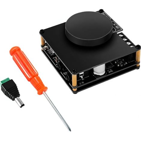 Module amplificateur audio numérique Bluetooth 5.1 à 2 canaux avec réglage des aigus et des graves, contrôlable via application mobile, entrée auxiliaire audio 3,5 mm, entrée clé USB et carte son. (1/5)